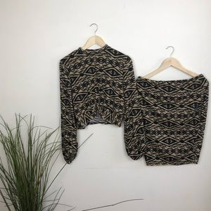 Tribal Two Piece Crop/ High Waisted Skirt